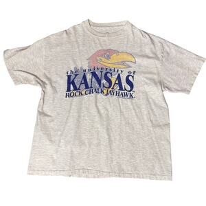 VTG 1993 Kansas Jayhawks KU Shirt Mens Sz ? Gray Short Sleeve Prairie Graphics